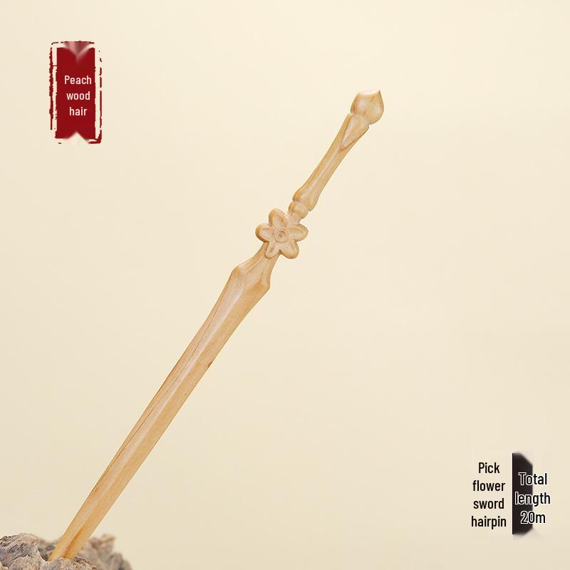 Hochwertige Haarnadel mit chinesischem Knoten aus Pfirsichholz - Neues Frühlingsstil-Haaraccessoire für Damen