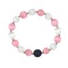 Opal beaded bracelet Valentine's Day gift silver bead spacer elastic rope black volcanic stone white powder cat eye bracelet