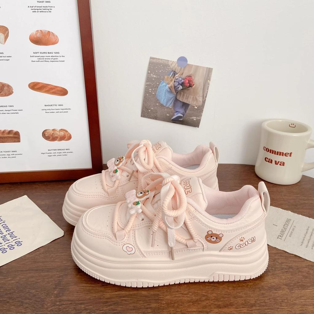 High value thick baseplate shoes women's sports 2025 spring new chic niche design breathable student versatile board shoes