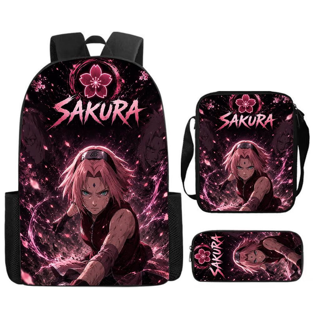 3Pcs Set NARUTO Kids Backpack with Crossbody Bag & Pencil Case Lightweight&Durable, Cartoon School Bags for Ages 5-10 Boys&Girls