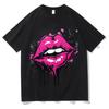 Unisex Summer Short Sleeve Tshirts Fashion Red Lips Finger Print Ladies Tshirts Top Cartoon Unisexs Graphic Tees Tshirts Tops