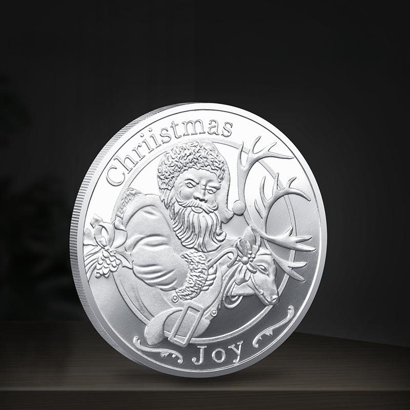 

Памятная монета с оленями Санта-Клауса и Рождеством, золотая монета, детская;s Новогодний подарок Рождественский новогодний подарок 40*3 серебряный