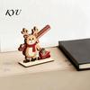 DIY Spliced Wooden Craft Christmas Tabletop Ornament, Cute Elk/Santa Claus/Snowman Desktop Small Holiday Decor Items Decorations for Tiered
