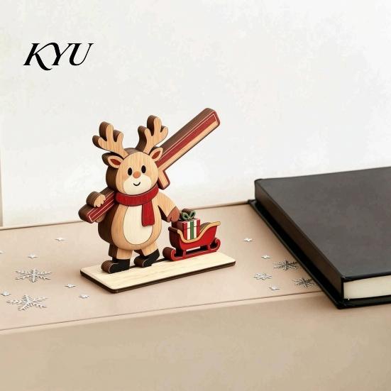 DIY Spliced Wooden Craft Christmas Tabletop Ornament, Cute Elk/Santa Claus/Snowman Desktop Small Holiday Decor Items Decorations for Tiered