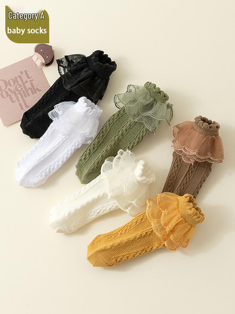 Mädchen-Socken mit Spitzenbesatz für Frühling und Herbst, mittellang: Doppellagig, Vielseitig, für Kleinkinder und Kinder