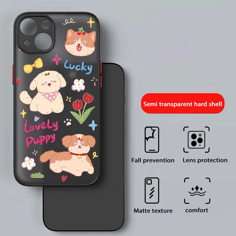 Cute Bear Ice Cream Cake Dog Skin Shell for Apple 13/13 Pro/XR/XS/15