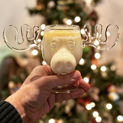 Weihnachtsglasbecher – Geweih, Weihnachtsmann, Rentier Transparente Tassen für Wein, Milch, Kaffee Geschenke