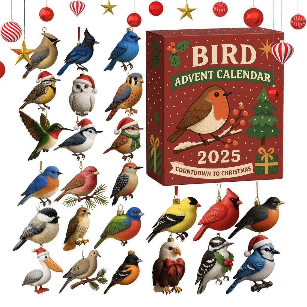 24 Dagar Jul Fågel Adventskalender Nedräkningskalender Samlarföremål Jul Adventskalender Julfest Dekoration 2D