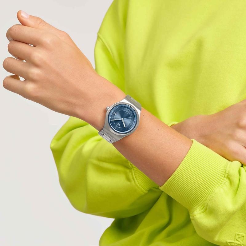 Swatch Essentials Automatic Mechanical Movement 30m Water Resistance Unisex Watch 42mm Blue Dial YIS435G