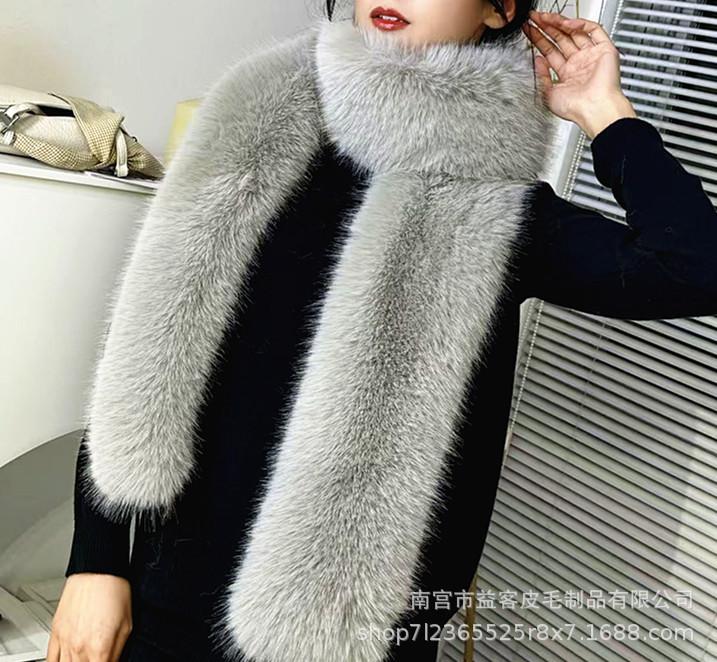

Женский зимний удлиненный шарф из искусственного лисьего меха, воротник, теплая шаль, плюшевый шарф, универсальный шарф 14 * 180cm