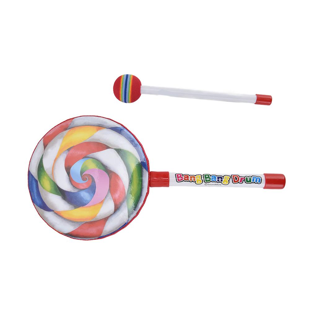 Hand Drum Wooden Frame Cartoon Shape Cute Appearance Crisp Sweet Small Volume Kids DrumLolly