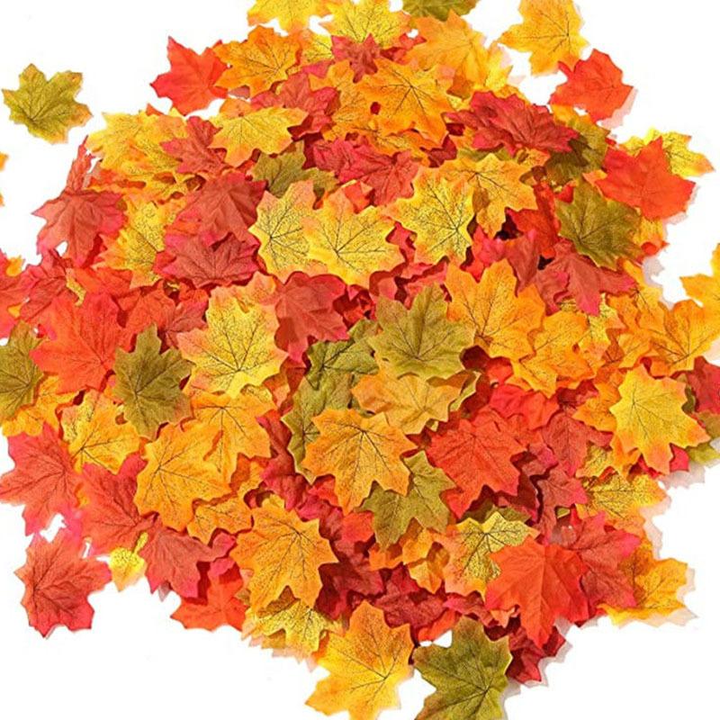 

50/100/200Pcs Artificial Maple Leaves Autumn Silk Fall Leaf for Thanksgiving Halloween Christmas Home Decoration Wedding Party 50pcs