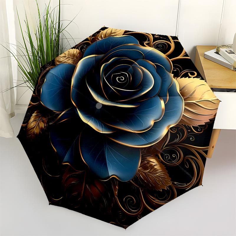 Elegant Blue Rose Gold Frame Wall Art Decor Umbrella Day Gift Y275