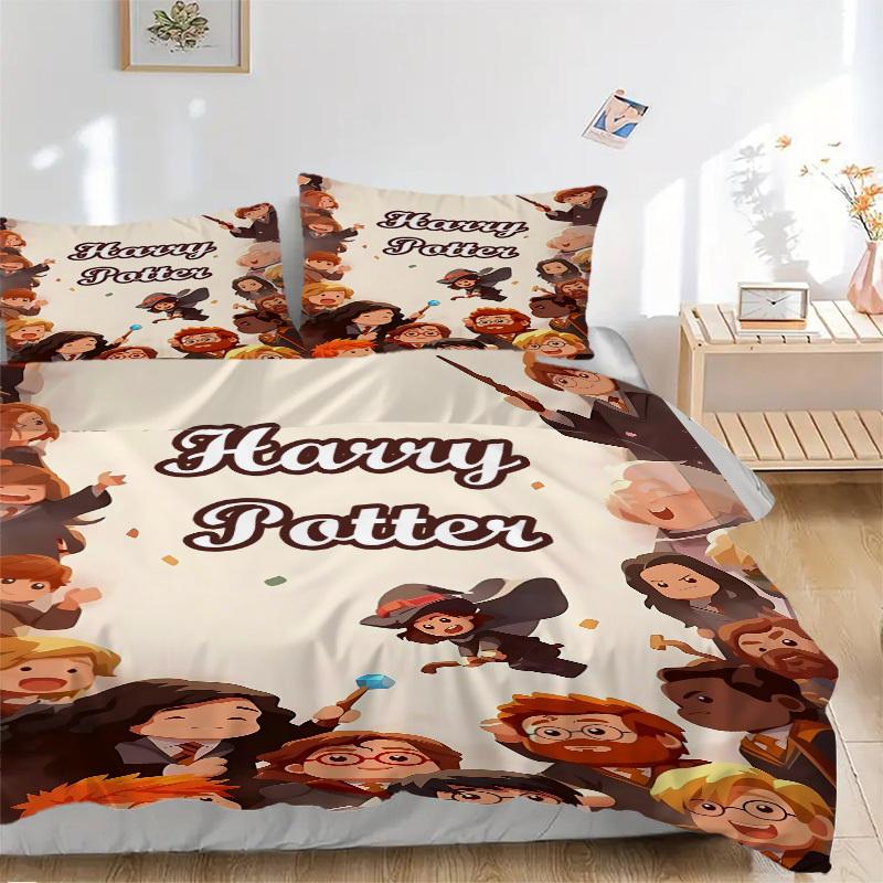 3pcs Harry Potter Bedding Set, Duvet Cover and Pillowcases Machine Washable Seasons all suitable, Design for Bedroom (No Filling)171