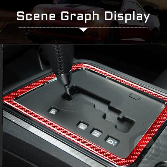 For Dodge Challenger 2008-2014 Red Carbon Fiber Gear Shift Frame Cover Trim