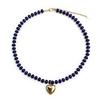 Gold Color Stainless Steel Puffy Love Heart Pendant Necklace Women Colorful Natural Stone Choker Summer Stackable Beach Jewelry