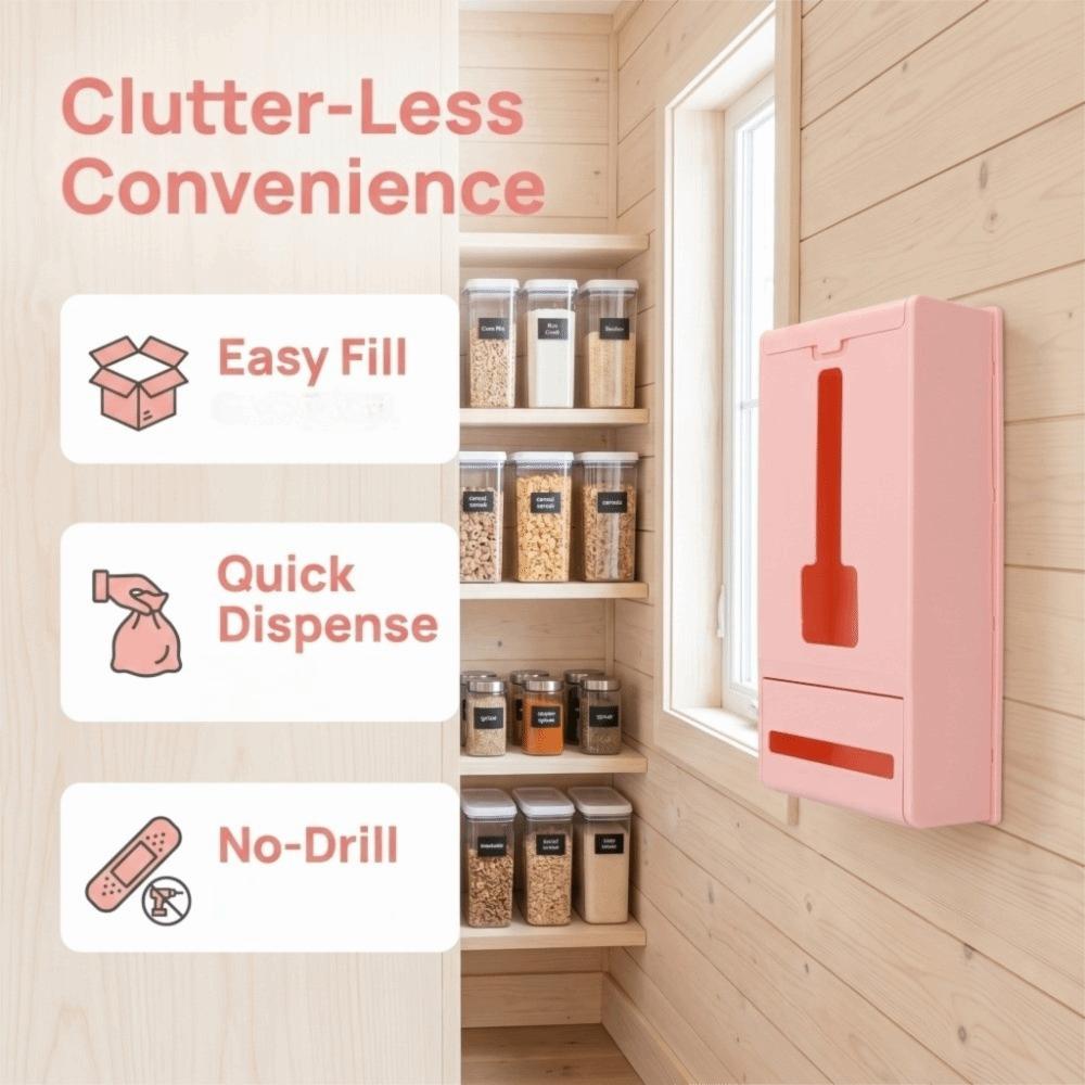 Wall Mounted Plastic Bag Dispenser Pink Trash Bag Organizer  Kitchen Bathroom Washroom