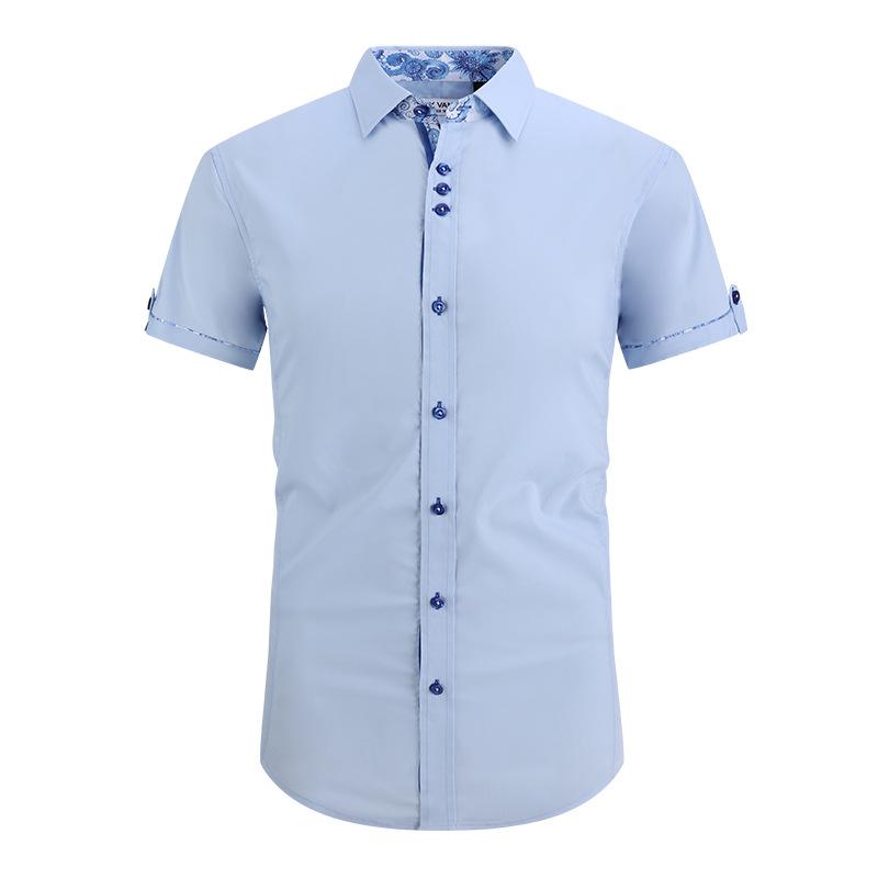 Fashion Lapel No Iron Short Sleeve 