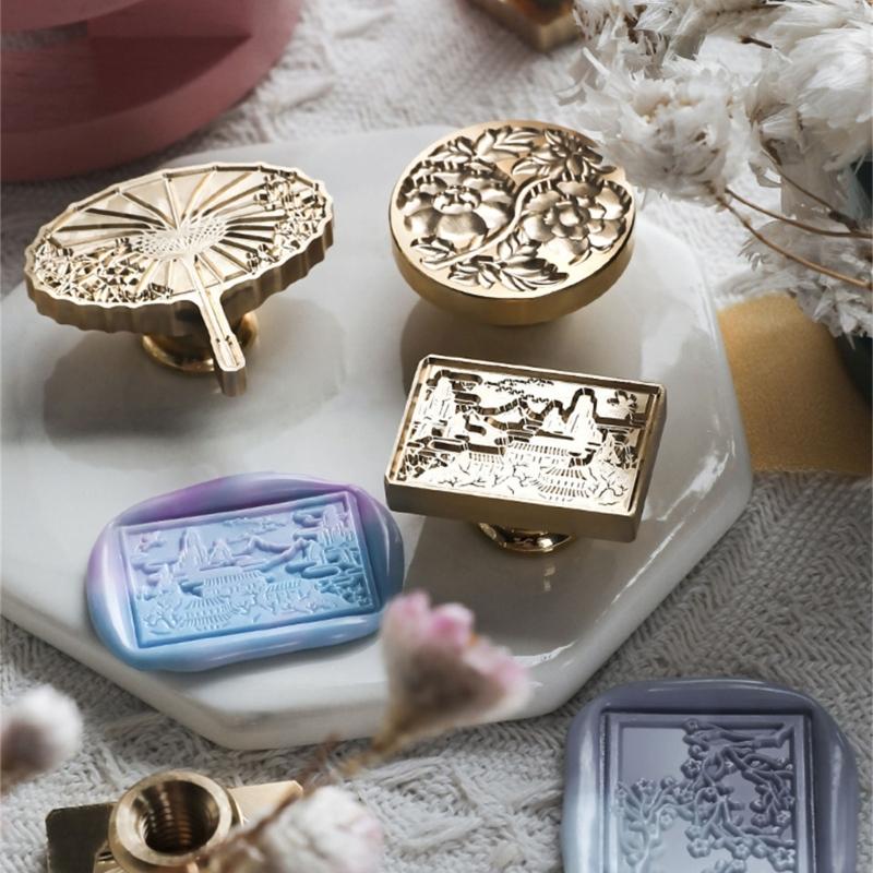 Umbrella Fish Flower Heart Pattern Seal Stamp for Journal Craft Embellishment Irregular Seal Stamp Head
