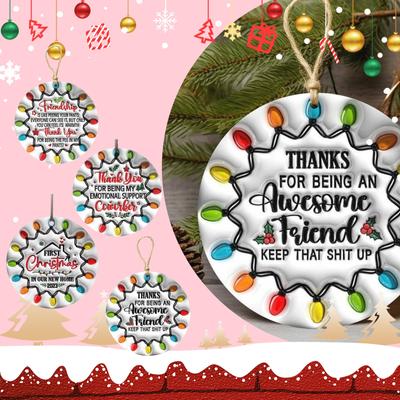 Kankalar Noel Yuvarlak Süs, En İyi Arkadaşlar Yuvarlak Noel Süsü, Kişiselleştirilmiş Hatıra Hediyeler (Biz Arkadaştan Öteyiz)