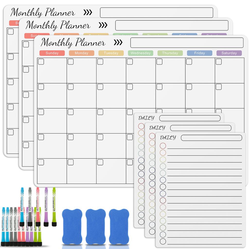 Magnetic Dry-Erase Calendar Clear Planner for Fridge Reusable Monthly Planner Board White Board Ideal Kitchen Organizer for Home