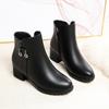 Women's Soft Leather Ankle Thick Heel Short Boots Casual Autumn Winter Thick  Shoes New  Korean Style Fashion Mom Boots