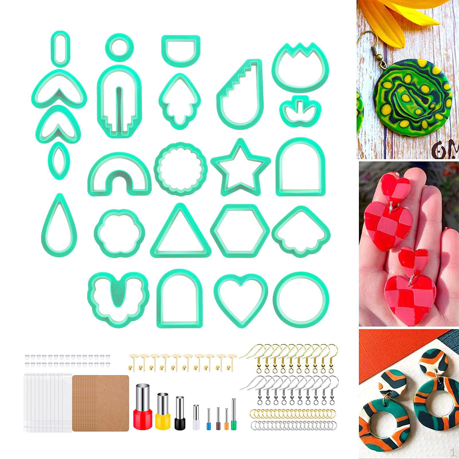 

142 Pieces Cutter for Polymer Clay Earrings, Geometric Accessories Earring Making Kit, Green 142pcs