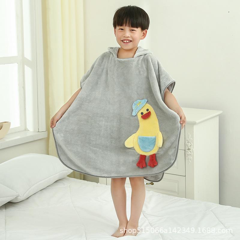 Children s Quick-Dry Hooded Bath Towel Poncho - Absorbent Bathrobe Wrap for Newborns, Boys, and Girls See detailed color illustration