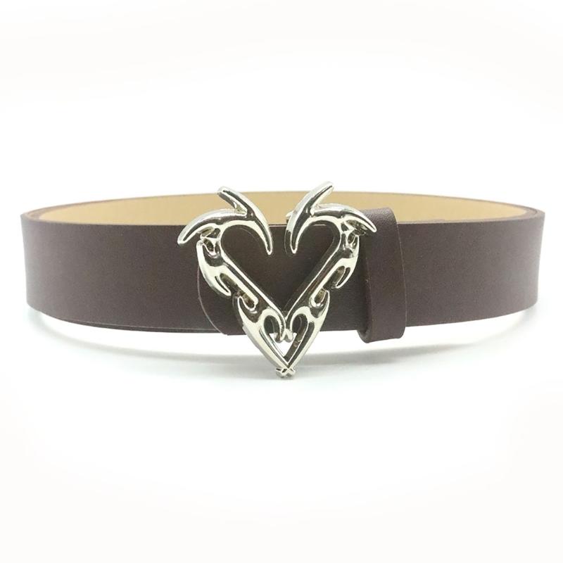 Lady Waist Belt Punk Chain for Cowboy Cowgirl Carved Heart Buckle Retro Buckle Waist Chain Casual Belt