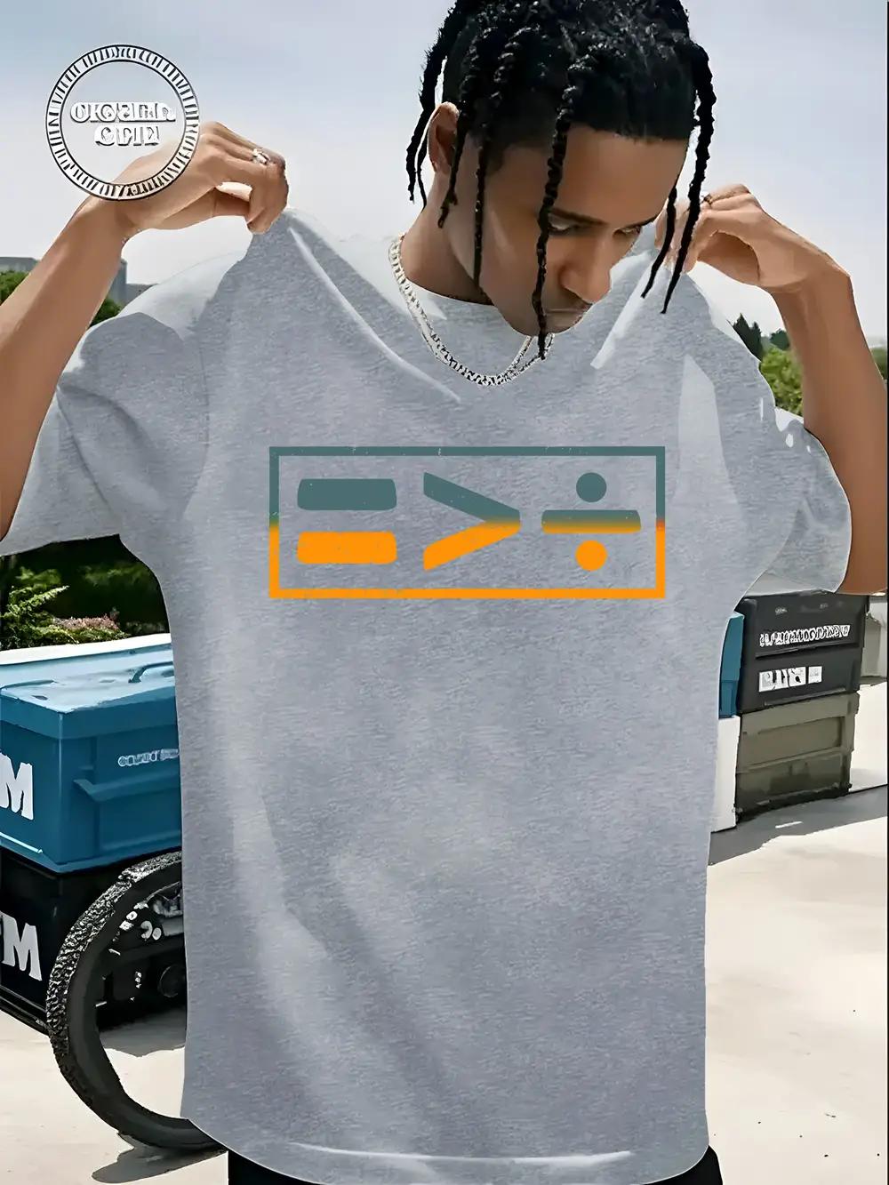

Lightweight Gradient Math Symbol T-shirt - Casual Crew Neck Short Sleeve Tee with Math-Themed Graphic S