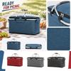 Oxford Fabric Portable Picnic Basket with Handle Foldable Insulated Storage Bag Large Capacity for Outdoor Camping Grocery Shopping