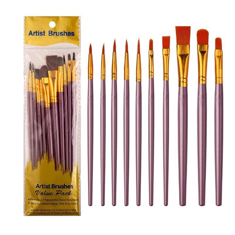 10 Pcs Watercolor Paint Brushes Set Nylon Hair Painting Brush Art Tool Drawing and Art Supplies For Creative Projects