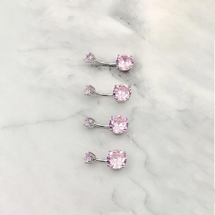 WMPR007 Runder Zirkon Bauchnabelpiercing 925 Sterling Silber Bauchnabelring für Damen Körperschmuck Luxuriöser Hochzeits-Bauchnabelring