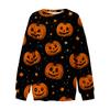 Women's Fashion Casual Long Sleeve Halloween Printed Neck Sweatshirt Top