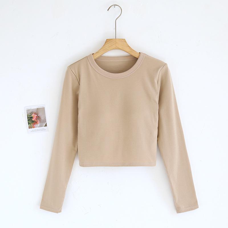 

Женская верхняя одежда с длинными рукавами, утепленная, с открытым пупком, с бюстгальтером: Топ-труба и короткий топ с круглым вырезом на осень/зиму Small