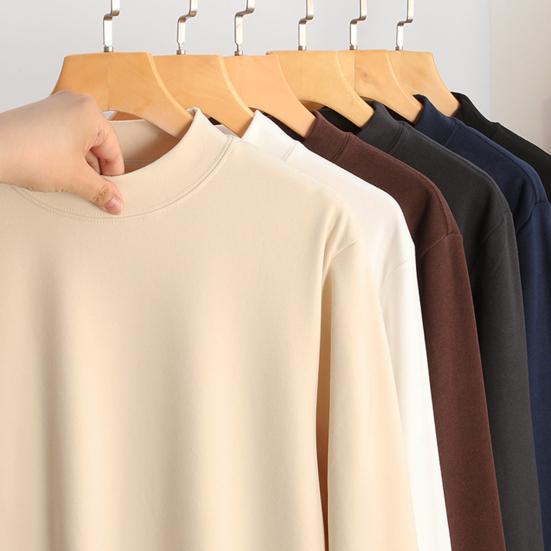 Thermal Shirt Men Women Long Sleeve Round Neck Thickened T-shirt Warm Casual Tee Pullover for Autumn Winter Outdoors Daily Wear