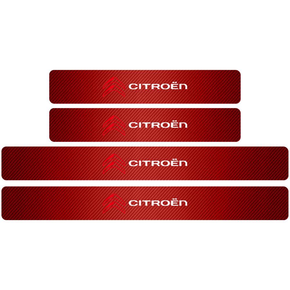 4Pcs Car Door Sill Protection Sticker Anti-scratch Carbon Fiber Door Sill Sticker For Citroen C1 C2 C3 C4 C4L VTS C-ELYSEE C3-XR