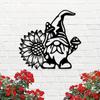 Rustic Metal Gnome Sunflower Welcome Sign, Charming Garden Decor Durable Outdoor Accent Wall Hanging for Halloween Christmas New Year Gift