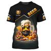 Men's Short-sleeved T-shirt Casual Sportswear Streetwear 3D Printed Beer Pattern Summer Lightweight Breathable Fabric Harajuku