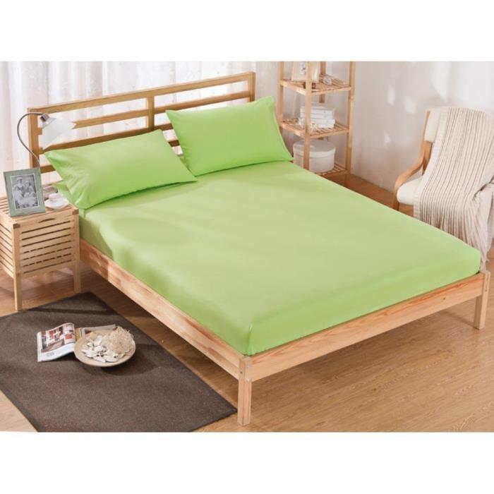 Drap Housse - Home Déco - ANIS - 180x200 cm - 100% Coton - Tissage Serré