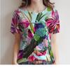 Round Neck Short Sleeved Top, Women's Floral Printed T-shirt