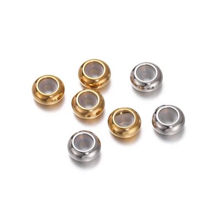 10Pcs/Pack Stainless Steel Round Shape Big Hole Charms Spacer Beads For DIY Jewelry Making Bracelet Necklace Accessories