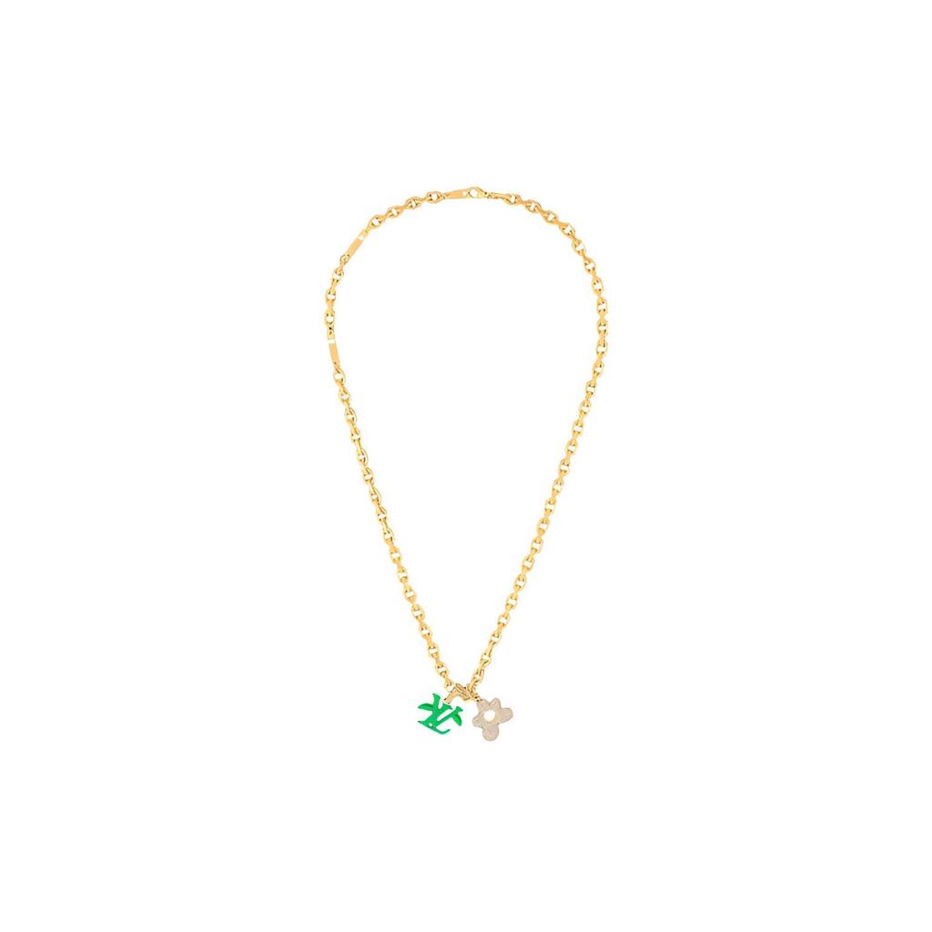 Louis Vuitton Blooming Removable Logo Daisy Pendant Necklace Women necklace Brass Gold M01867