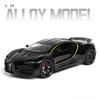 1/24 Bugatti Tourbillon With Spray Supercar Alloy Muscle Car Model Sound and Light Pull Back Children's Toy Collectibles Birthday gift