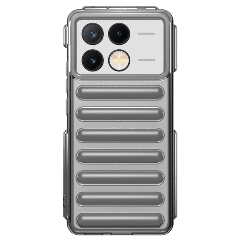 

Capsule Series for Xiaomi Redmi K70E 5G/Poco X6 Pro 5G Case TPU Ribbed Anti-Drop Phone Cover Transparent Grey