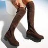 Fashion 2025 New Women Boots Winter brown Over The Knee Boots Comfort Lace Up Chunky High Heels Shoes Fashion Warm Suede Round Toe Boots