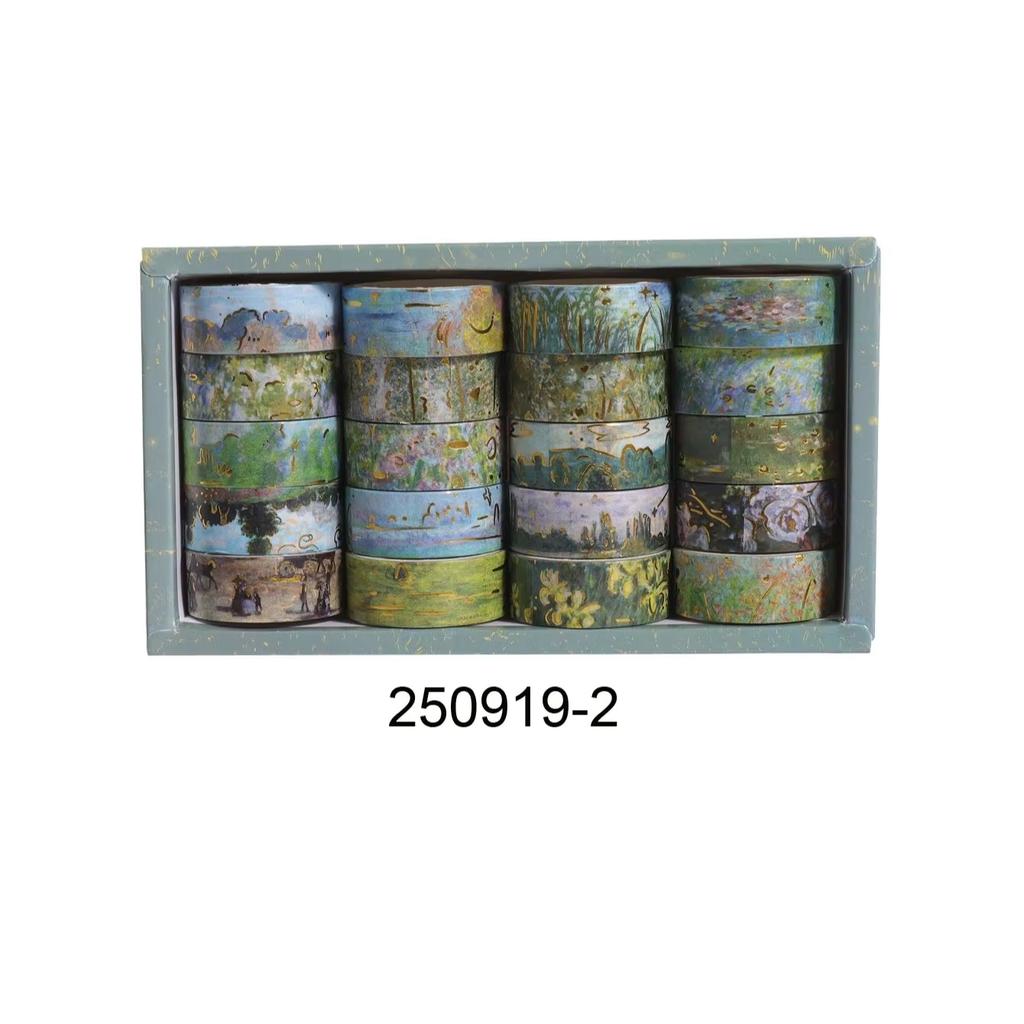 20 Rolls Vintage Gold Foil Washi Tape Set, Oil Painting Style Scrapbooking Paper, Stationery, DIY Gift Decoration Craft Supplies