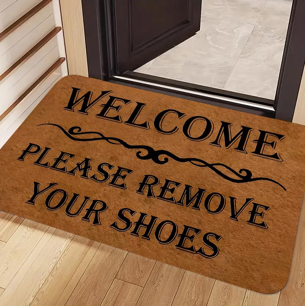 

Welcome Mats Front Door Outdoor Entry Please Remove Your Shoes Doormat Mat For Home Indoor Funny Kitchen Rugs Patio Full Brown 40cm x 60cm