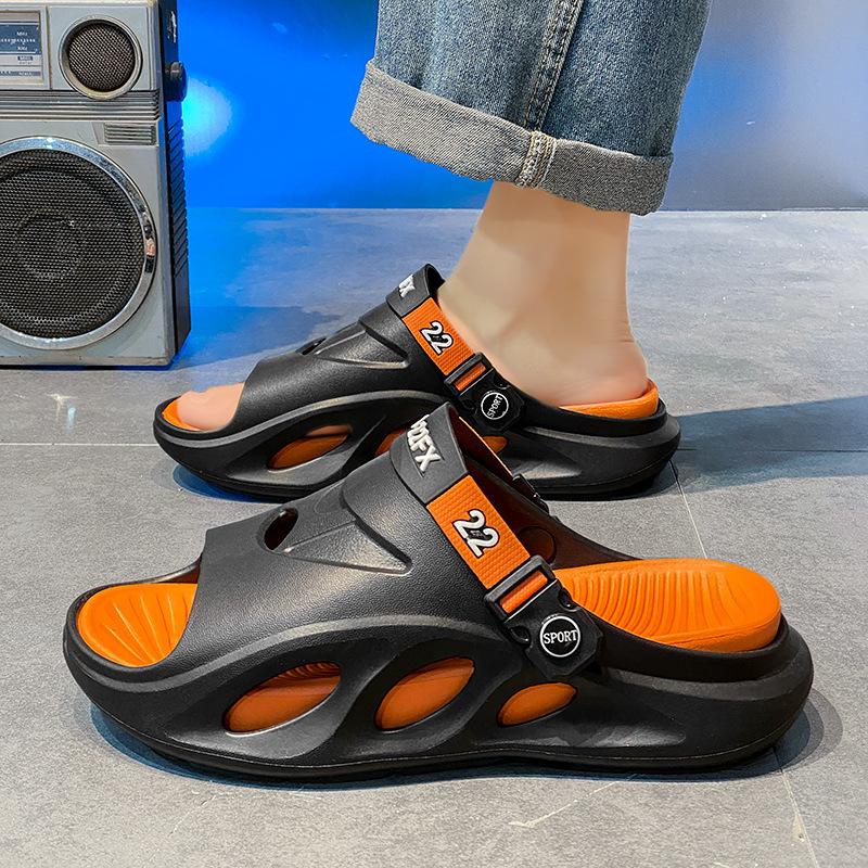 Foreign Trade Sandals Men's Light and Breathable Beach Shoes Men's One-word Drag Soft-soled Casual Driving Slippers Men's Tide