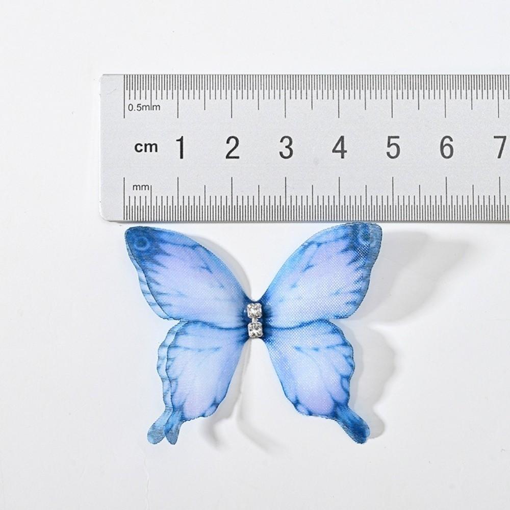 50Pcs 3D Organza Fabric Butterfly Appliques Double-layer Colorful Chiffon Butterfly Embroidered Patches Translucent